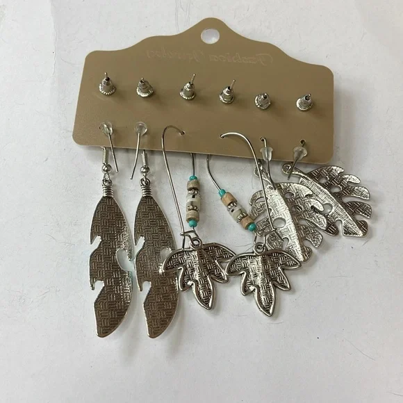 silver tone boho earrings 6 pair NWT - Picture 3 of 3